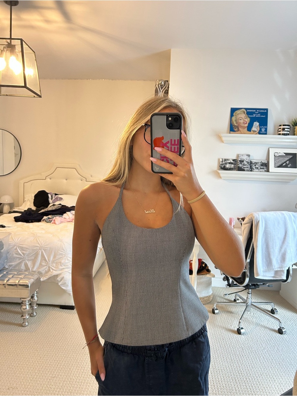 Sleek Gray Halter Knit Tank Top ARITZIA